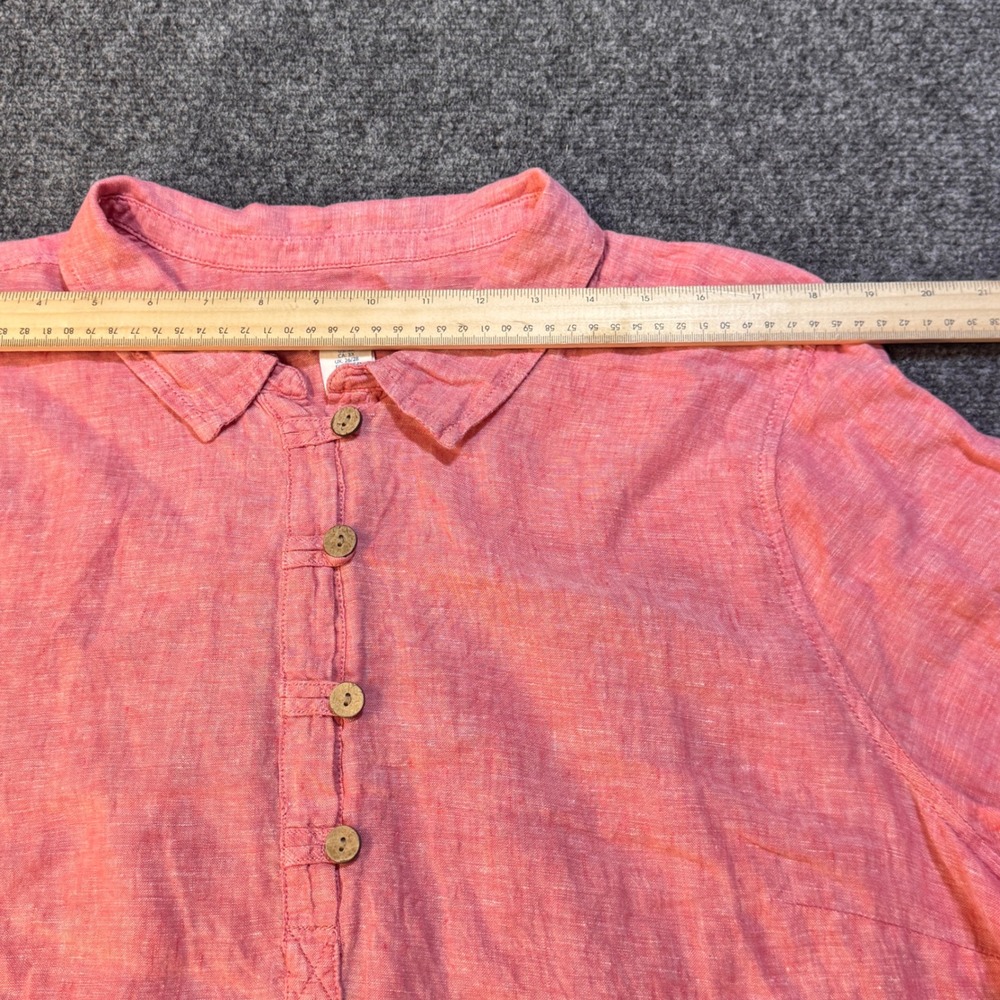 Sigrid Olsen Linen Tunic Women 3X Pink Henley Roll Tab Coastal Boho Lagenlook - Picture 4 of 9